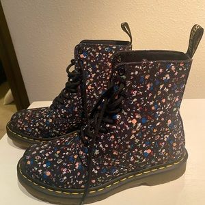 Dr. Martens Women’s black floral combat boots